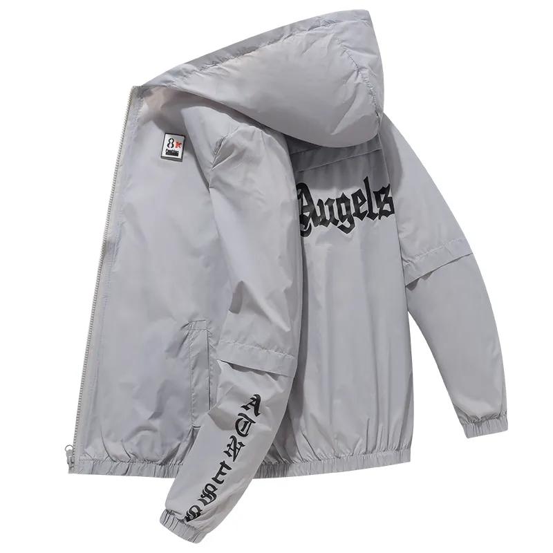 Men's Youth Trend Sun Protection Clothing Slim Fashion Student Thin Hooded Sun Protection Clothing Coat Fishing Clothing