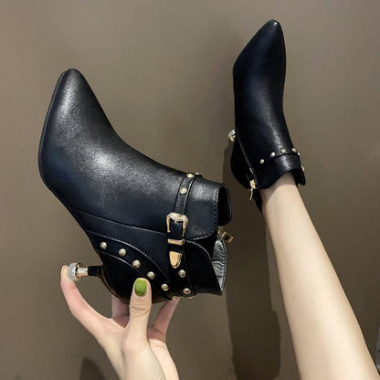 High Heels Boots Women Shoes Winter Autumn Women Boots cowboy Ankle Boots Sexy Pointed Toe bottes