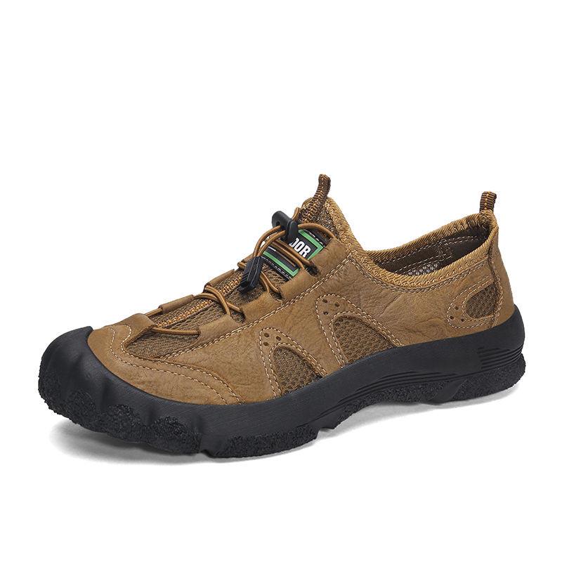 Plus Size 38-46 Men Outdoor Water Sneaker Non Slip Hiking Climbing Aqua Shoes Beach Barefoot Upstream Shoes Leather Seaside Shoes