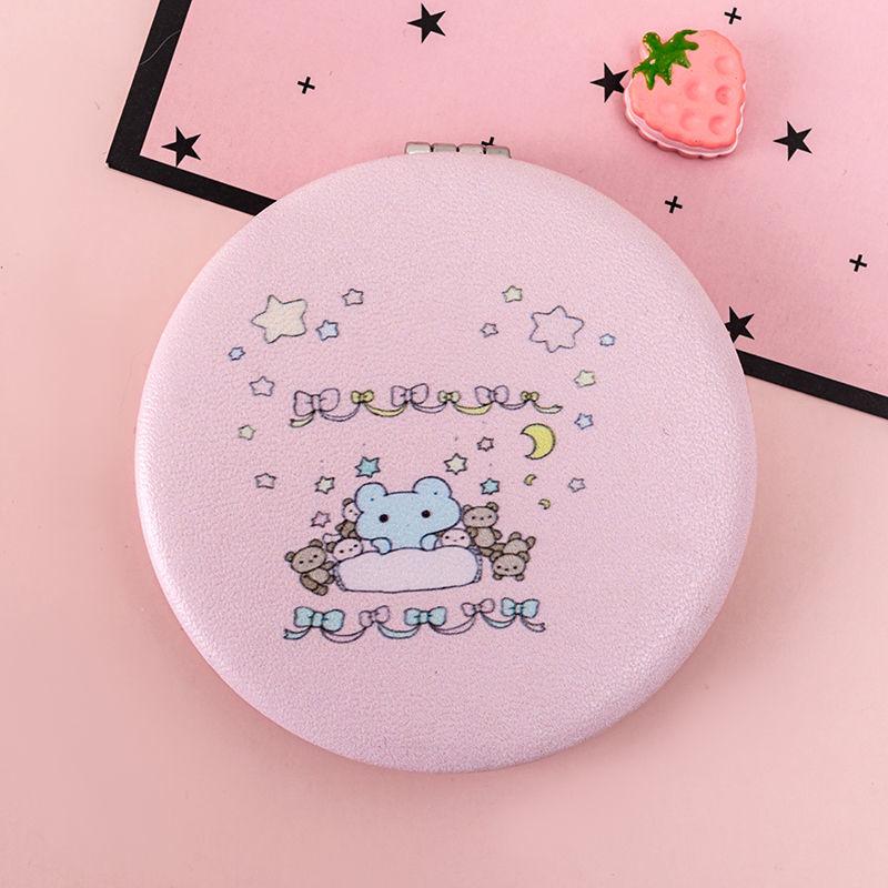 Mini Folding Cosmetic Mirror Portable Lovely Double-sided Small Clamshell  Folded Round Makeup Mirror