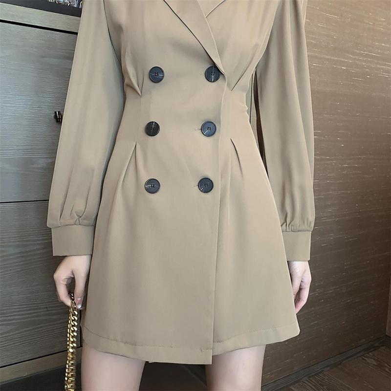 Spring and Summer New Suit Dresses Waist Slim and Long-sleeved Ladies Design Temperament French Short Skirt Ladies A-line Skirt
