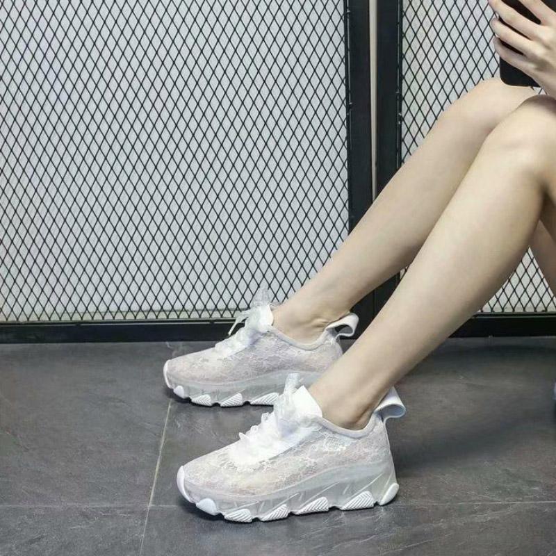 Lace Mesh White Shoes Women Spring Summer Breathable Wild Platform Platform Shoes Casual Sports Shoes Women