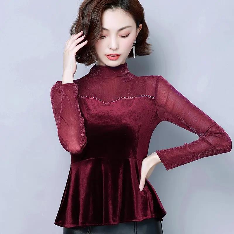 Women's Spring and Autumn Large Size Long-sleeved Bottoming Shirt Fake Two-piece Round Neck Slim Top