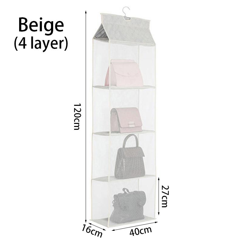 1PC Bag Storage Hanging Bag Home Wardrobe Hanging Fabric Bag Dustproof Storage Rack Dormitory Storage Artifact 2/3/4 Pockets Wall Hanging Bag
