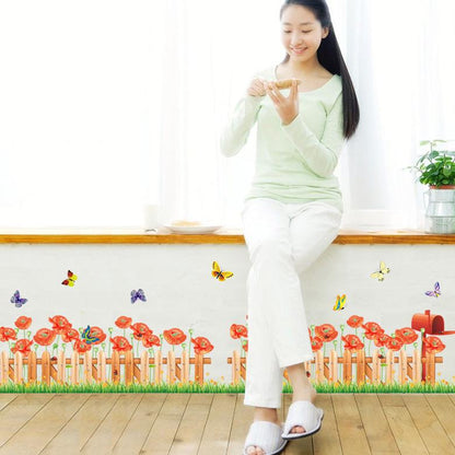 Fence trumpet skirting balcony sofa children's room pvc transparent film wall sticker