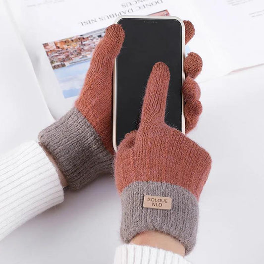 Alpaca Knitted Touch Screen Gloves Unisex Warm Outdoor Antifreeze Plus Velvet Thick Gloves