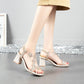 Women's Summer Roman Sandals All-match Fashionable Women's Shoes Crystal Transparent Chunky Heel High Heels