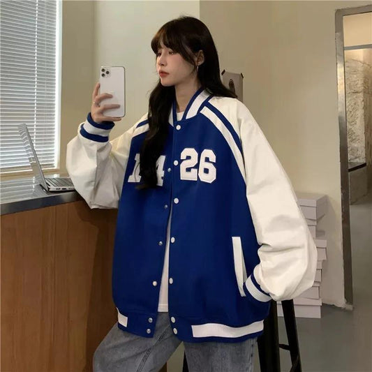 Baseball Uniform Jacket Women's Autumn and Winter Loose Tops Lazy Wind Casual High-end All-match Jacket Comfortable and Breathable