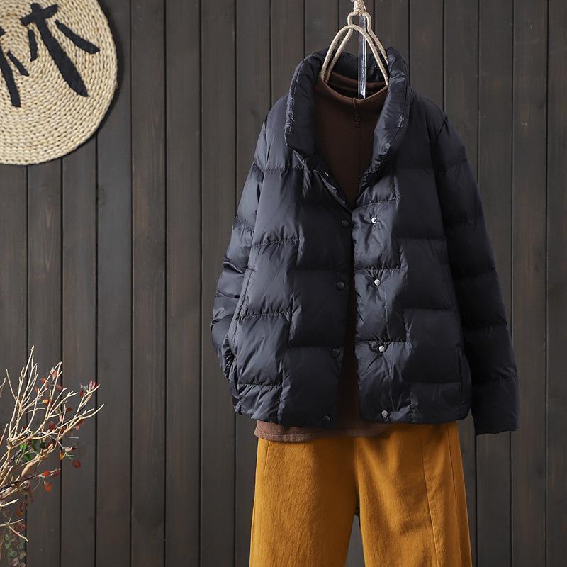 White Duck Down Jacket Women Thin Loose Loose Casual Big Lapel Short Jacket