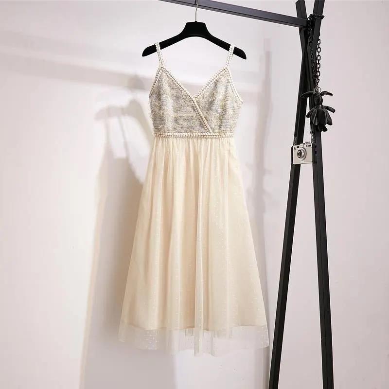 Two-piece Sling Dress Early Autumn Lady Light Mature Wind Waist Waist Small Lady Long Dress Suit