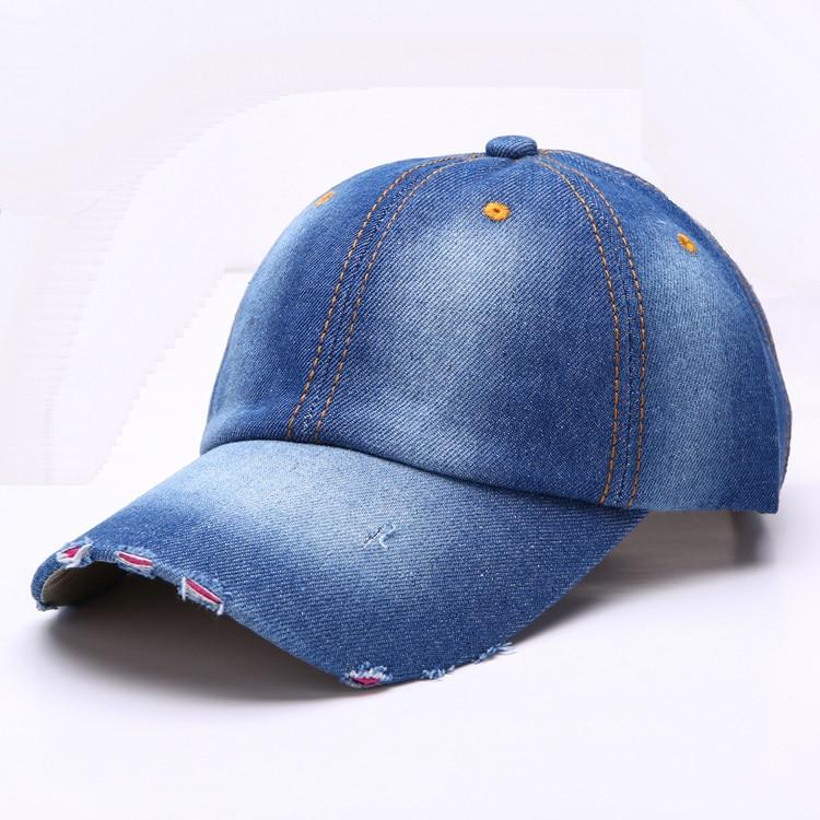Outdoor Men and Women Blue Denim Fitted Baseball Caps Blank Washed Cotton Casual Snapback