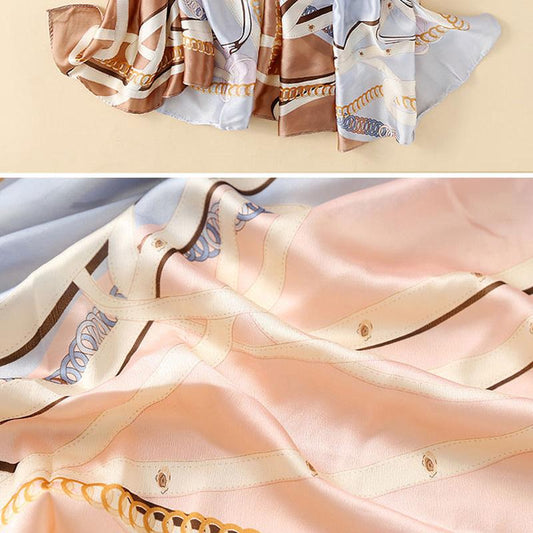 Flower Wrap Shawl Silk Imitation Satin Women Elegant Scarf All-match Headscarf Sunscreen Gauze Shawl