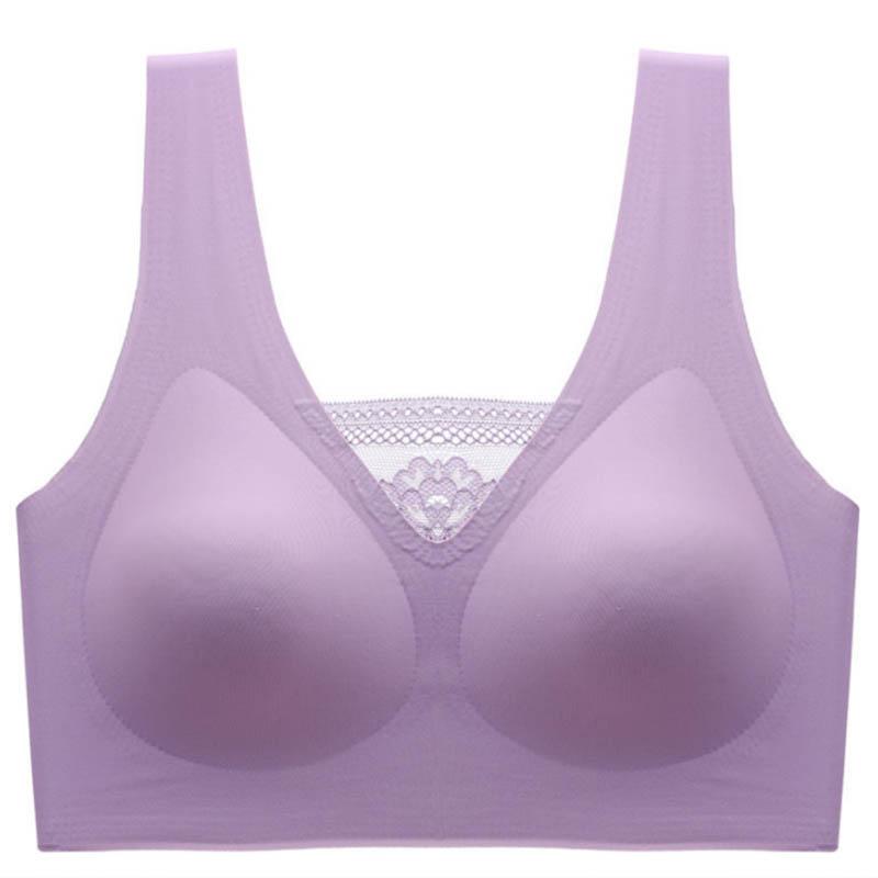 Latex Seamless Underwear Gathers Anti-sagging Breasts Top Support Sexy No Steel Ring Bra Lace Shockproof Comfortable Sports Bra
