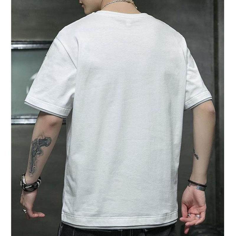 Summer Tees Men Shirts Graphic T-shirts Solid Color Casual Pullover Half Sleeve Overshirt Stretch Male Clothing