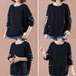Women Clothes Spring Autumn Casual Ladies Clothing Patch Long Sleeve T-Shirts Ladies Fashion Tops Pullovers