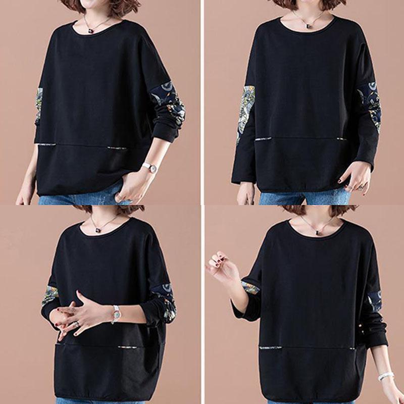 Women Clothes Spring Autumn Casual Ladies Clothing Patch Long Sleeve T-Shirts Ladies Fashion Tops Pullovers