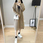 Autumn and Winter Casual Pocket Coat Mid-length Loose Long-sleeved Sweater Solid Color Twist V-neck Cardigan