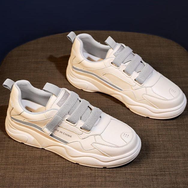 Little White Shoes Women's All-match Sports and Leisure Board Shoes Ins Velcro Thick Bottom Platform Student Shoes