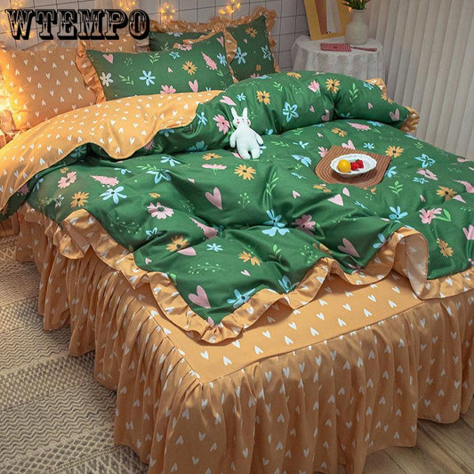 Bedding Sets Quilt Cover Cotton Four-piece Bedding Set Bed Skirt  Bed Linen Bed Cover Princess Style Duvet Cover Bedding Quilt Cover Bed Sheet