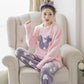 Genuine Flannel Autumn and Winter Women's Pajamas Plus Velvet Thick Coral Fleece Suit Large Size Warm Home Service