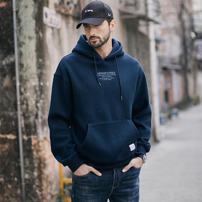 Fleece Sweater Men's Hooded Autumn Thicken Contrasting Tops Hoodie Casual Autumn Sweatshirts