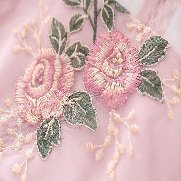 Girls Long Sleeve Dress Flower Embroidered Princess Dress Puff Sleeve Palace Dress Girl Dress