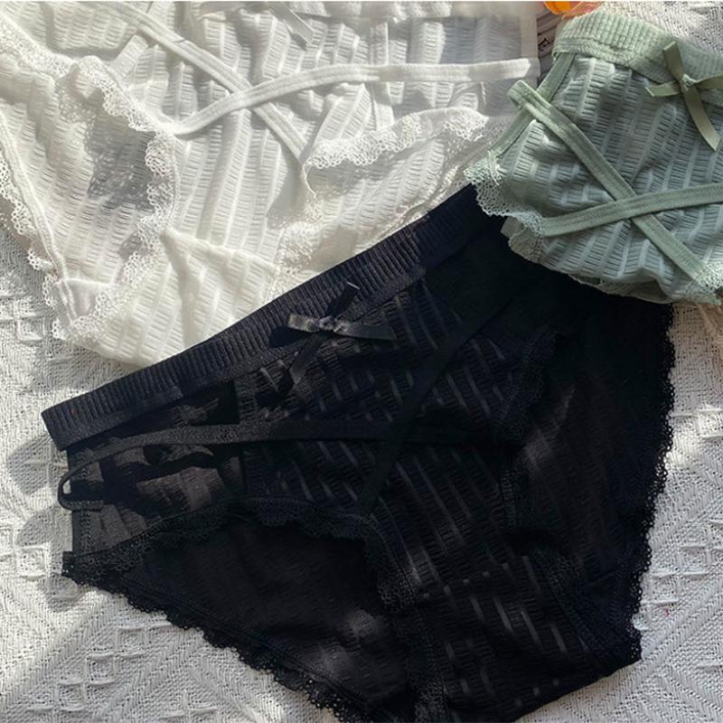 1/2pc Pure Desire Girls Panties Sexy Temptation Cross Bow Low Waist Seamless Briefs
