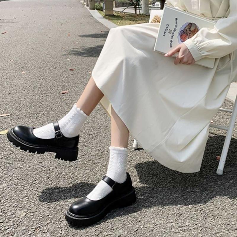 Korean Style All-match Retro British Style Leather Shoes Japanese Women's Small Leather Shoes Thick-soled Round-toe Thin Women's Shoes