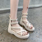 Net Red Women's Spring and Summer Sandals Flip Toe Platform Platform Women's Shoes Back Zipper Roman High Cutout Sandals