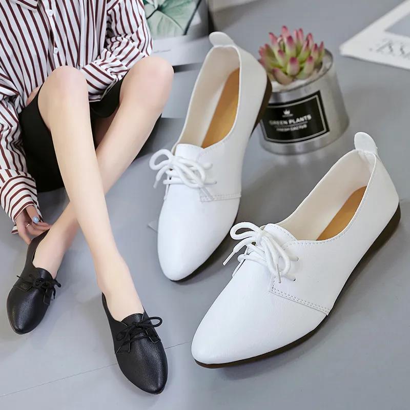 Spring and Autumn Women's Shoes Small White Shoes Women's Lace-up Non-slip Flat Casual Shoes