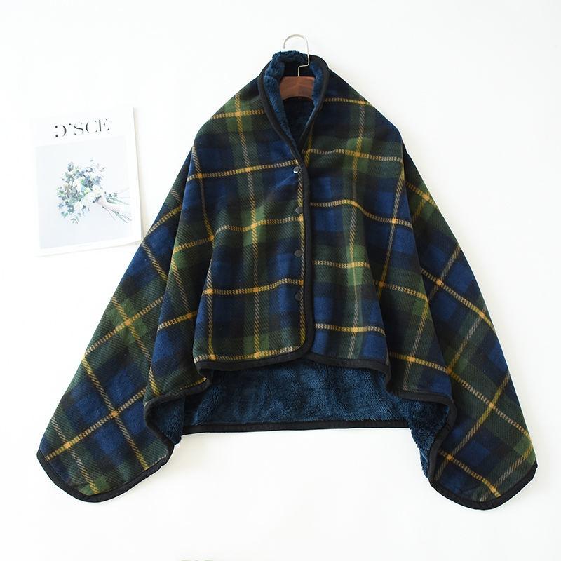 Multi-purpose Shawl Blanket, Coral Fleece, Warmth and Breathable Women's Autumn and Winter Thicken Warmth and Heat Take A Lazy Blanket Nap Cape