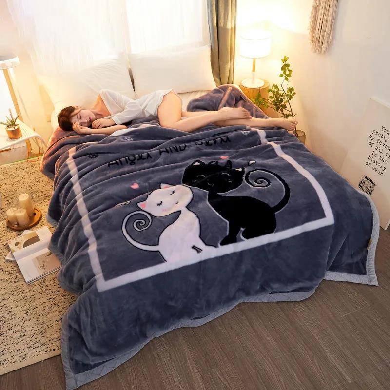 Winter Blankets Thickened Double Raschel Blankets Single Double Blankets To Keep Warm Student Dormitory Single Double Blankets