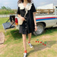 Cute Sweet Girl Ruffle College Style Age Reduction Looser  Short Sleeve Dress