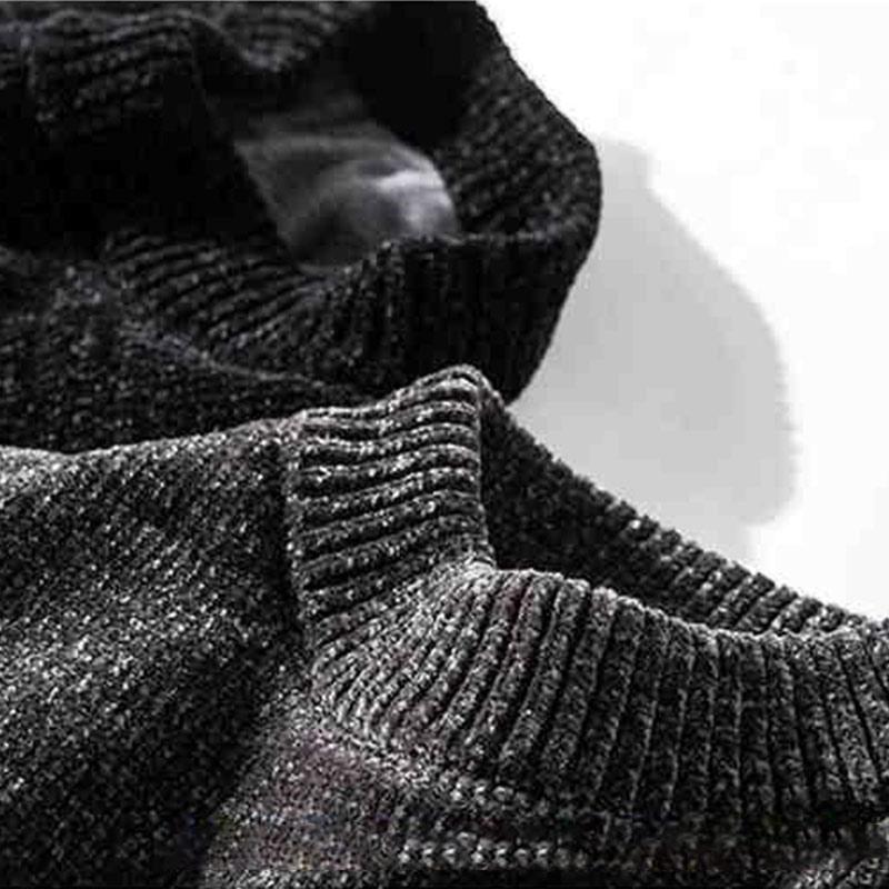Winter Men's Fleece Sweater Bottoming Shirt Thickened Knitted Sweater Turtleneck Warm Sweater