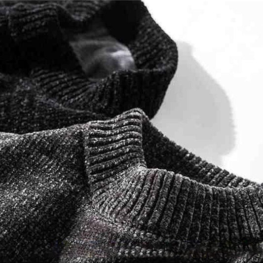 Winter Men's Fleece Sweater Bottoming Shirt Thickened Knitted Sweater Turtleneck Warm Sweater