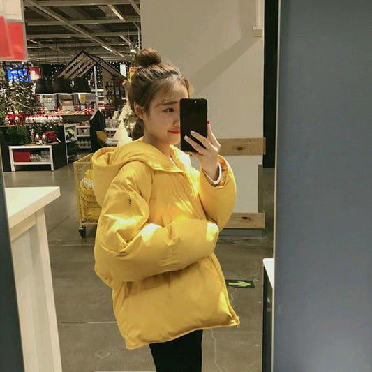 Hooded Thick Warm Women's Padded Jacket Winter Loose Versatile Short Student Padded Jacket Bread Jacket