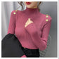 Half Turtleneck Button Sweater Women's Large Size Loose Pullover Bottoming Shirt Thickened Warm Knit Sweater