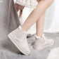 Snow Boots Women's Short Tube One Pedal Thick Bread Shoes Winter Warmth and Velvet All-match Student Non-slip Cotton Shoes