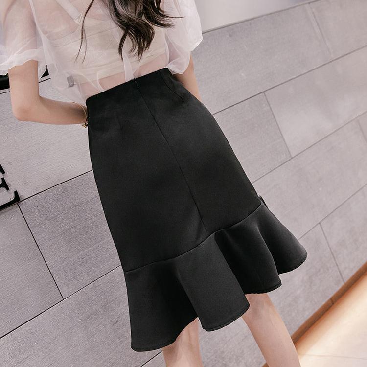 Mermaid Skirt Women Sexy Tight A-line Pleated Skirt Hip Skirt  Elastic Waist Club Casual Home Office