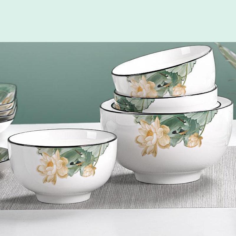 Rice Bowl Ceramic Bowl Household Rice Bowl Glazed Chinese Tableware Thickened Noodle Bowl Rice Bowl Soup Bowl Porcelain Bowl
