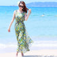Bohemia Long Chiffon Floral Dress Boho V-Neck Sleeveless Evening Beach Maxi Dress  Sundress