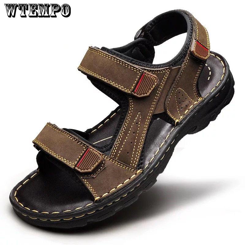 Brand Men Summer Fashion Sandals Beach Shoes Genuine Leather Comfortable Casual Shoes