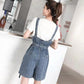 Small Fresh and Age-reducing Denim Overalls Spring and Summer Small One-piece Suspenders Short Jeans Women