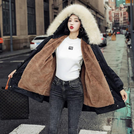 Winter Women's Mid-length Fashion Waist Coat Windbreaker Student Version Detachable Cotton Jacket