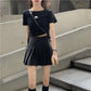 Women High Waist Thin Pleated Skirt School Uniforms Anti-lightening Solid Color Mini A-line Skirt