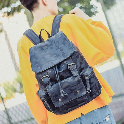Multifunction Leather Backpack Male Bag Fashion Waterproof Travel  Laptop Backpack Men