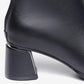Women's Winter Plush Velvet Warm Soft Leather Thick Heel Short Boots Short Mid-heel British Style Martin Boots