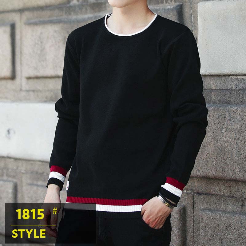 Spring and Autumn Men's Trendy Long-sleeved Woolen Clothes Loose Casual Thin Section Warm Knitted Bottoming Shirt