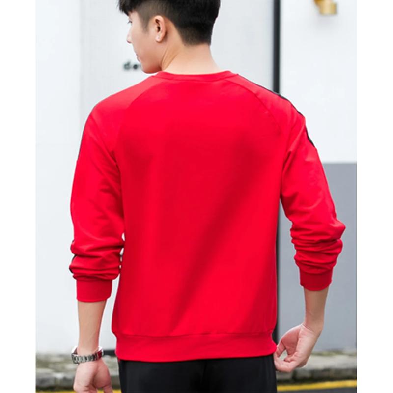Men's Spring and Autumn Cotton Shirt Pullover Round Neck Long-sleeved Loose Casual Printing Sportswear Male Loose Red Black Tracksuit Sport Costume