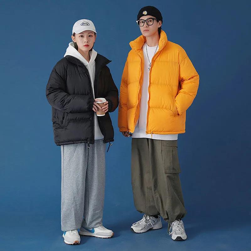 Winter Coat Plus Velvet Thickening Male and Female Student Class Clothes Neutral Wind Couple Bread Clothes Solid Color Jacket Men's Tide